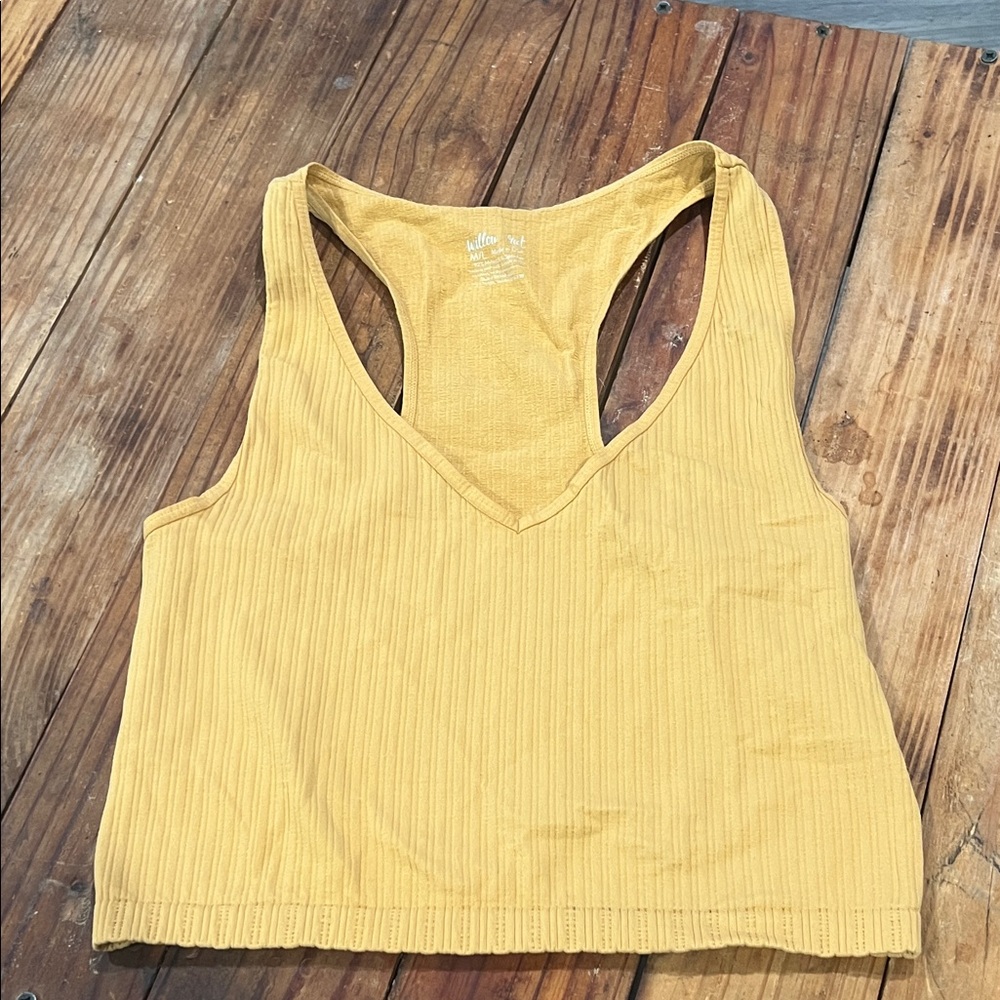 Rustic Orange Ribbed V-Neck Tank Top